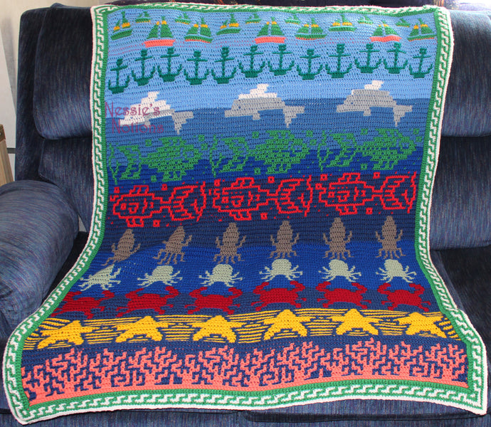 FATW6 - Adventures in Mosaic Crochet - ocean themed blanket
